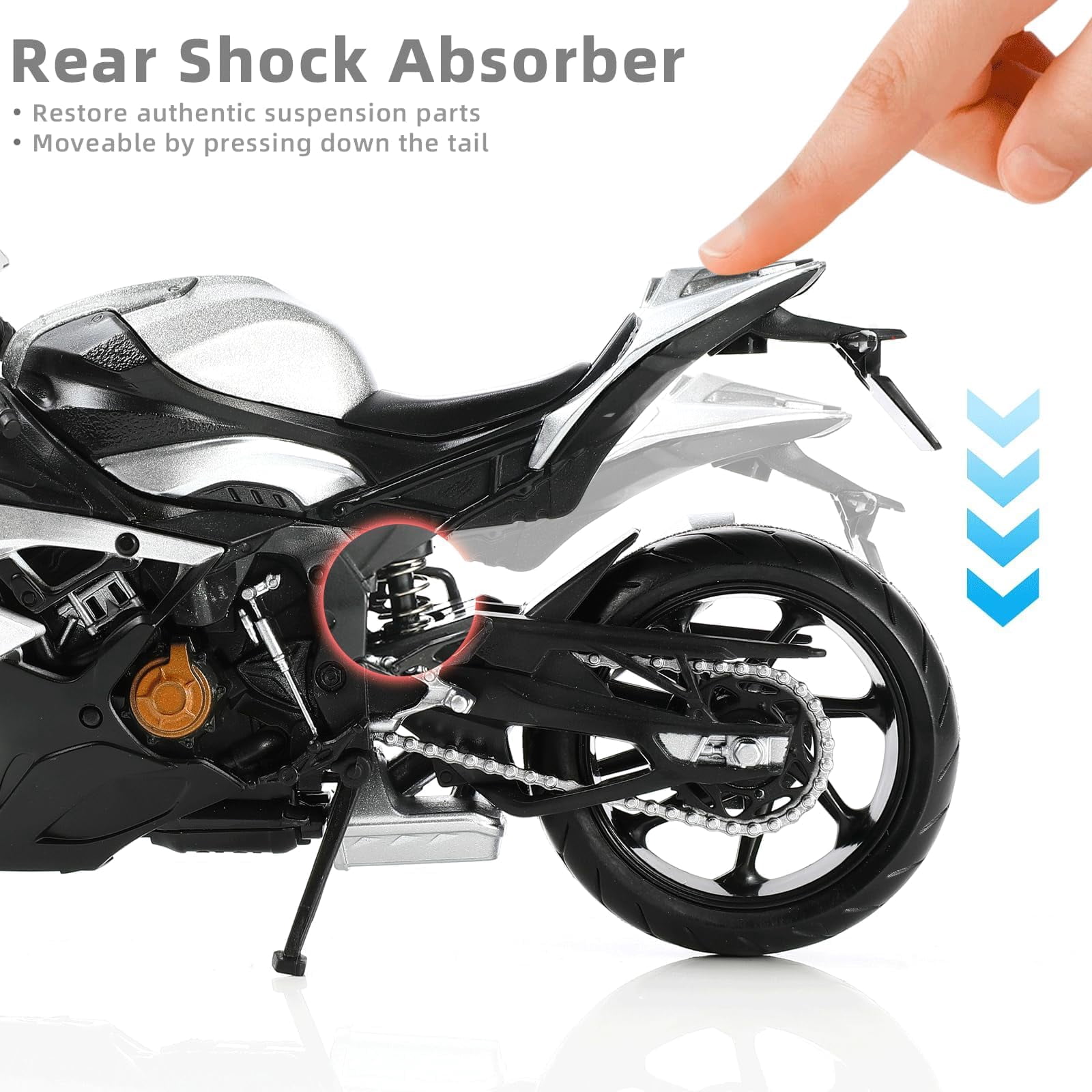 CHUNYAN 1:12 Motorcycle Model Toy for BMW S1000RR Metal Die-cast with Plastic Motorcycle Model No Assembly Required Mini Finished Moto Gift for Adult(White)