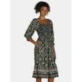 thumbnail image 3 of The Pioneer Woman Smocked Bodice Midi Dress, Women’s and Women’s Plus, Sizes XS-3X, 3 of 4