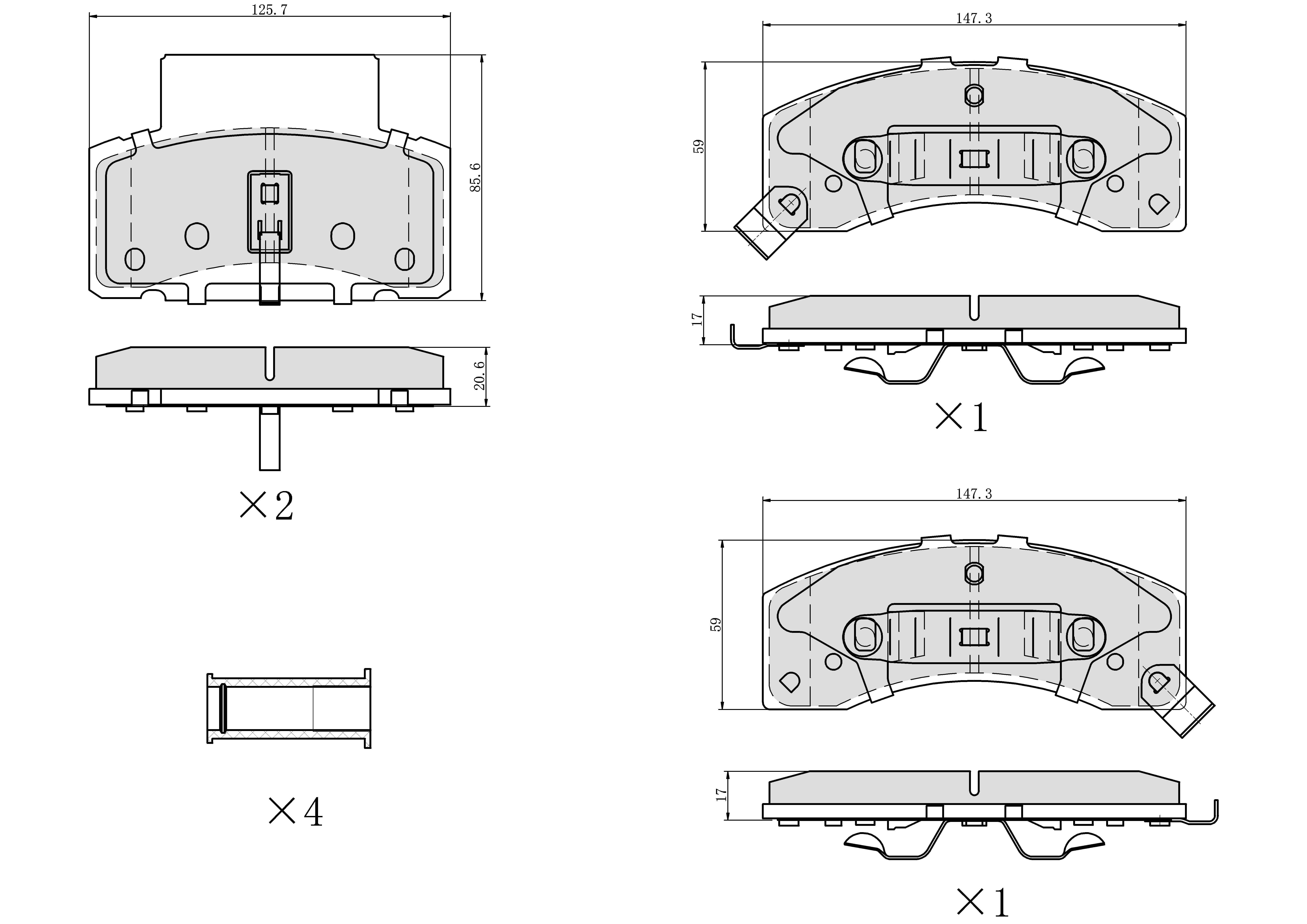 Winstop Brake Pad Set, Front WS.0459.0.C, Chevrolet C3500 2000-1990