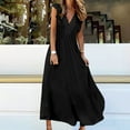 thumbnail image 7 of cfhntfmh Maxi Dresses for Women V-Neck Lace Patchwork Long Dress Tiered Ruffle Sleeveless Flowy Boho Dresses, 7 of 7