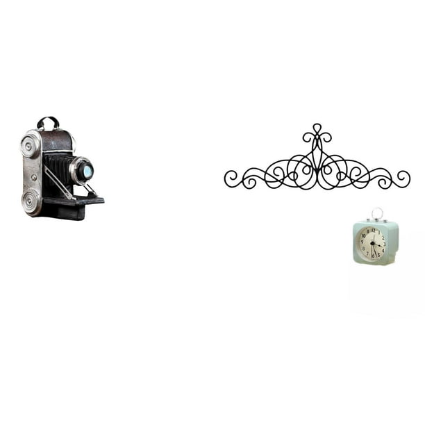 Estatua de cámara,Figura coleccionable de modelo de estatua de cámara,Decoración de pared con pergaminos,Decoración de pared con pergamino,arte rústico de metal,Figura