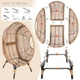 thumbnail image 6 of RADIATA Set of 2 Wicker Double Egg Chair with Ottomans, All-Weather PE Rattan Patio Stationary Chair with Thick Cushions, 420lbs Capacity, Brown, 6 of 9