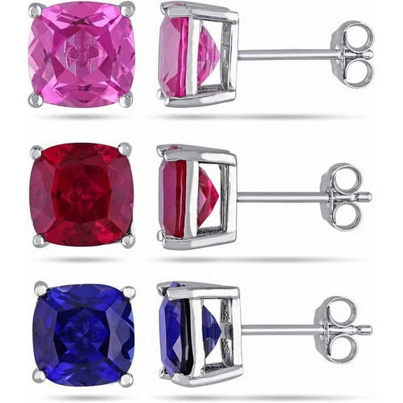 Everly Women's Created Sapphire and Created Ruby Sterling Silver Earrings