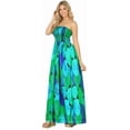 thumbnail image 2 of LA LEELA Women's Beach Maxi A-Line Casual Summer Slit Party Strapless Tube Top Dress One Size Sky, Leaves, 2 of 5