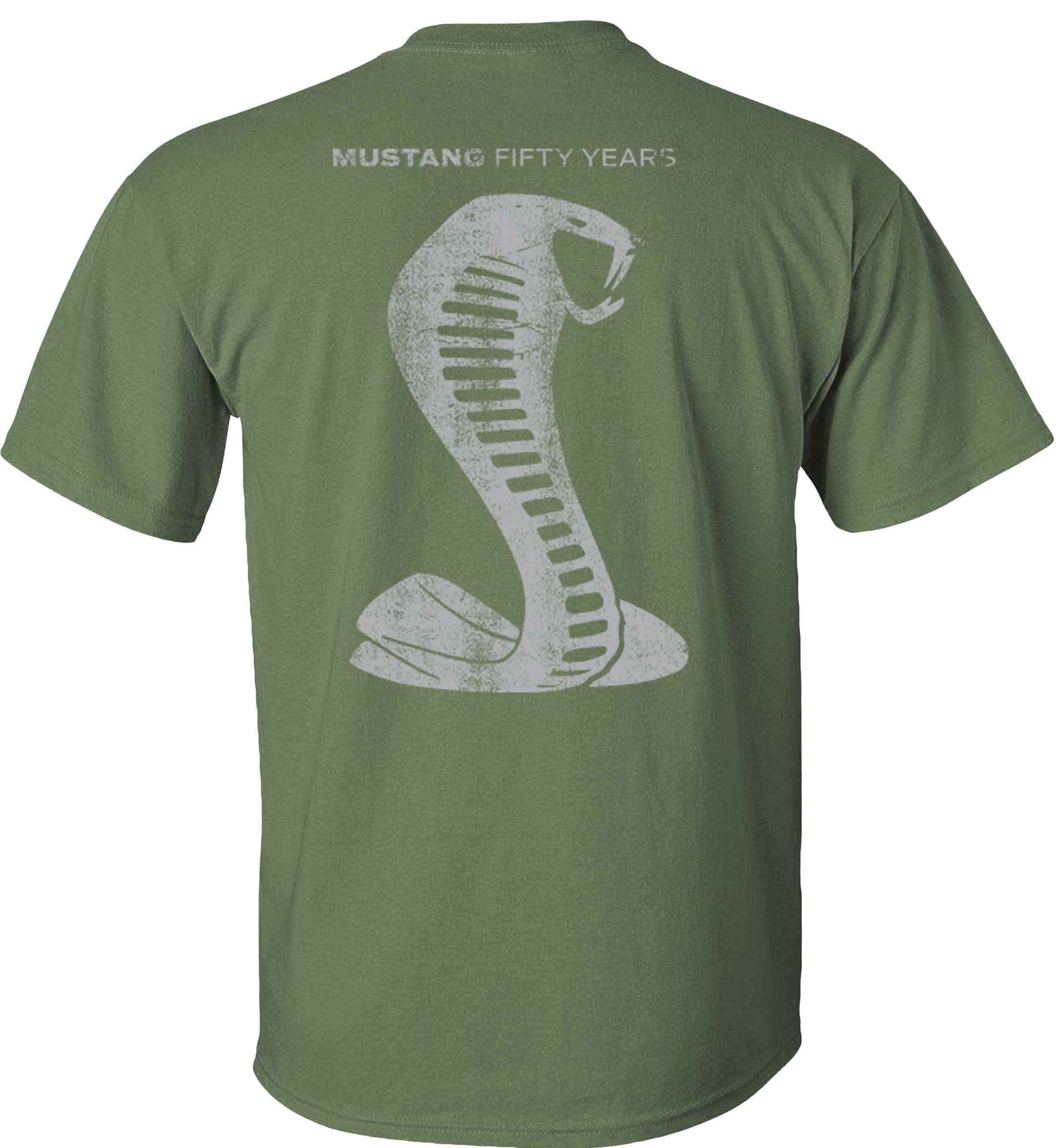 Fair Game Mustang 50 Years Grey Cobra Ford T-Shirt-Military Green-M