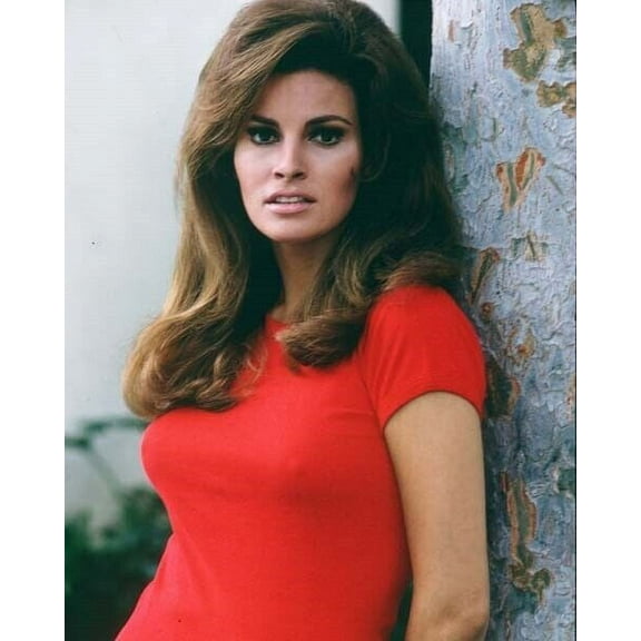 Raquel Welch wears clinging red t-shirt classic 1967 pose 4x6 photo poster