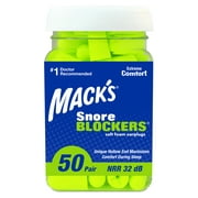 Macks Snore Blockers Soft Foam Earplugs, 50 Pair  32 dB High NRR  Comfortable Ear Plugs for Sleeping, Snoring, Loud Noise and Travel