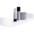thumbnail image 1 of Estante flotante blanco, elegante solución de almacenamiento para montaje en pared con adhesivo que no daña, drenaje rápido y un elegante diseño de plástico para su hogar, 1 of 5