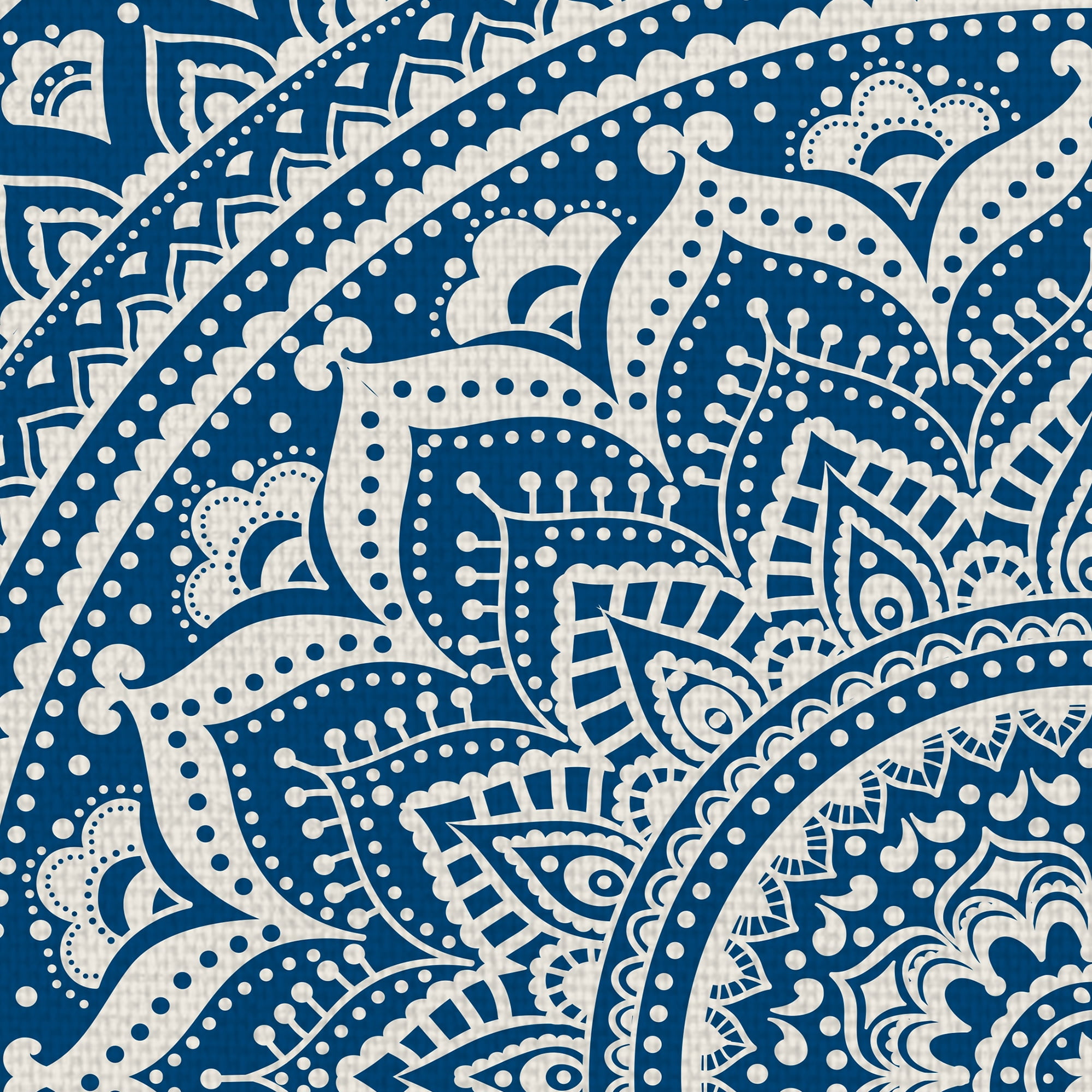 Masterpiece Art Gallery Medallion In Blue By Belle Maison Canvas Art Print 30" x 40"