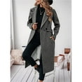 thumbnail image 6 of Women's Winter Wool Blend Coat Lapel Mid Long Single Breasted Pea Coat Jacket Outwear Dark Gray S, 6 of 9