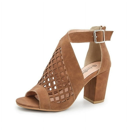 

Women s Heeled Sandals Sexy Peep Toe Chunky Block Heel Buckle Strap Summer Sandals with Zipper Cutout Breathable