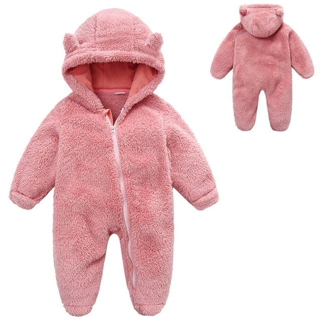 Adorable Barboteuse à Capuche à Manches Longues avec Fermeture Éclair pour une Tenue Douillette de Bébé