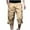 Khaki, variant on Men's Capris Pants Solid Color Multi Pocket Workwear With Elastic Waist Button Shorts Olive Green