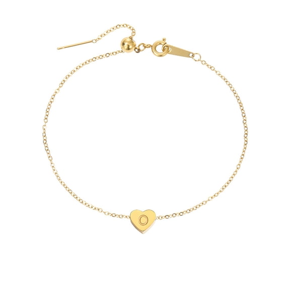 Silver Gold Heart Bracelets for Women A-Z Letter Cute Initial Charm Adjustable Fashion Heart Bracelet