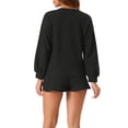 thumbnail image 3 of INSPIRE CHIC Women's Waffle Lounge Sets 2 Piece Long Sleeve Sweatshirt with Matching Shorts Outfits XL Black, 3 of 6