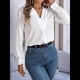 thumbnail image 4 of Blusas Elegantes e Informales para Mujer, con Cuello en V Triple, Larga, para Trabajo y Negocios S, 4 of 10
