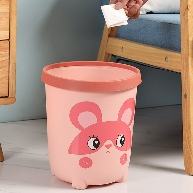 SunSunrise Trash Can Large-Capacity Unique Pattern Plastic Sturdy Cartoon Garbage  Container Bin for Home 