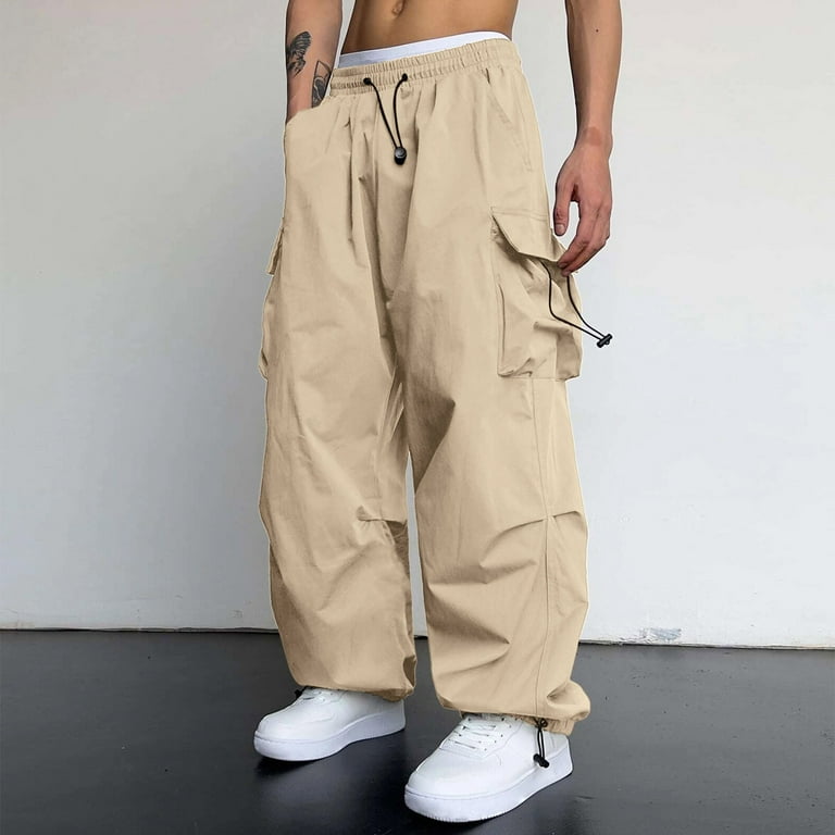 Caqnni Cargo Pants for Men Big and Tall Parachute Pants Mens 80S