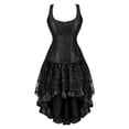thumbnail image 4 of Women Gothic Corset Dress, Vintage Jacquard Bustier Top with High Low Ruffle Skirt Set, Victorian 2 Piece Outfit for Holiday Party and Stage Performance, 4 of 4