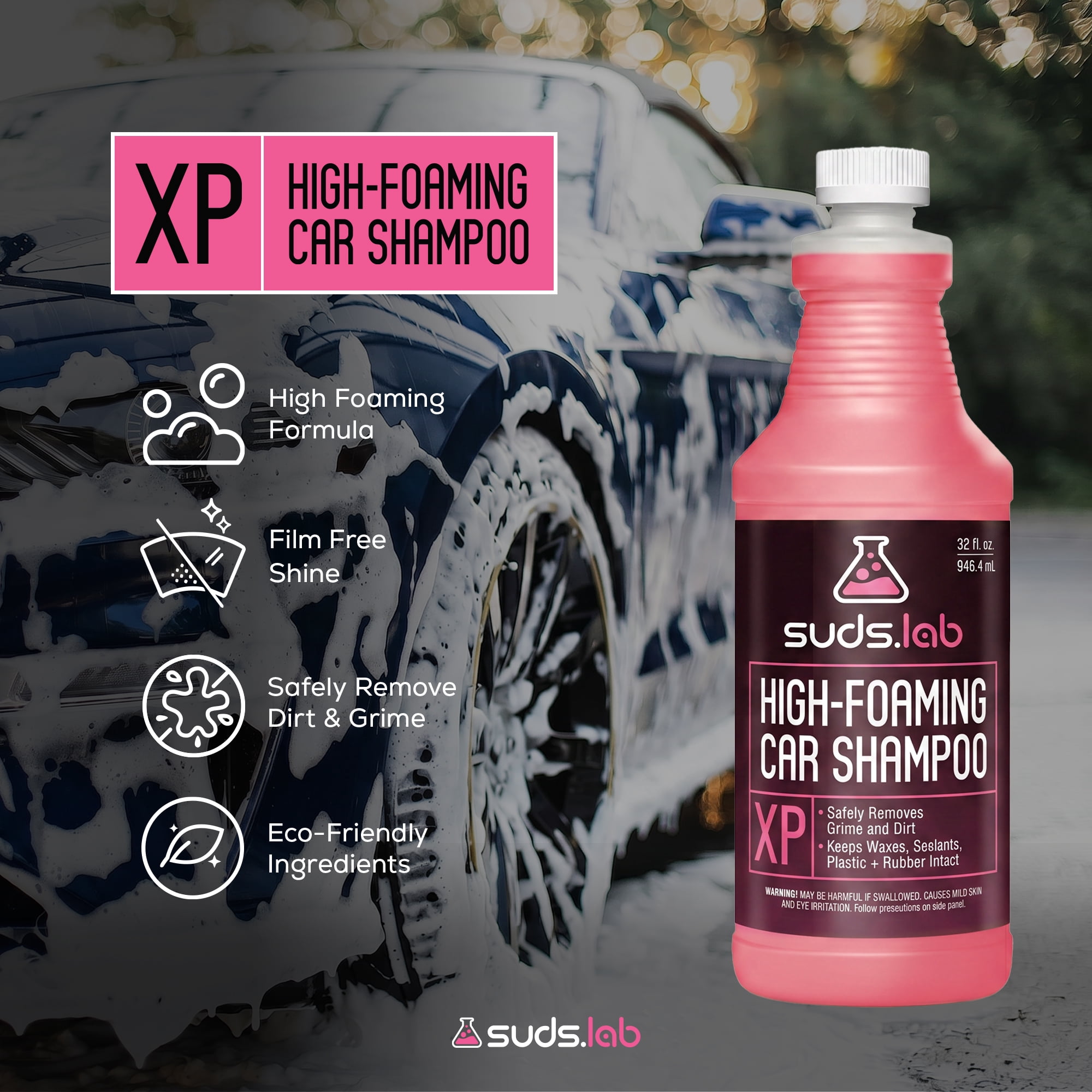 SudsLab High Foaming Car Wash Shampoo 32 oz, Effectively Removes