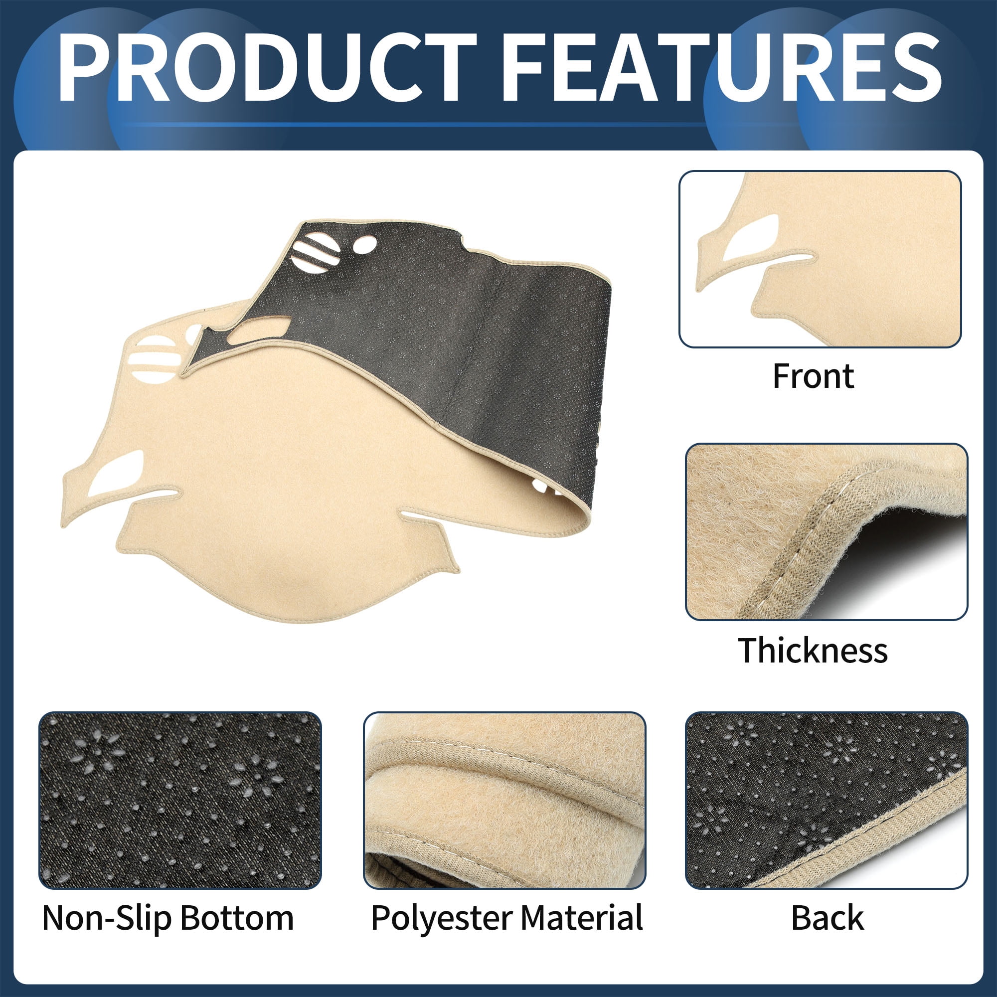 Dashboard Cover Dash Cover Mat Carpet for Nissan Altima 2013-2018 Polyester Beige