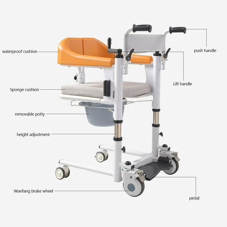 ZH-VBC Portable Patient Transport Lift with 180° Split Seat, Shower Chair  Toilet Chair with Bedpan, Bedside Commode with Bedpan Shower Chair Toilet