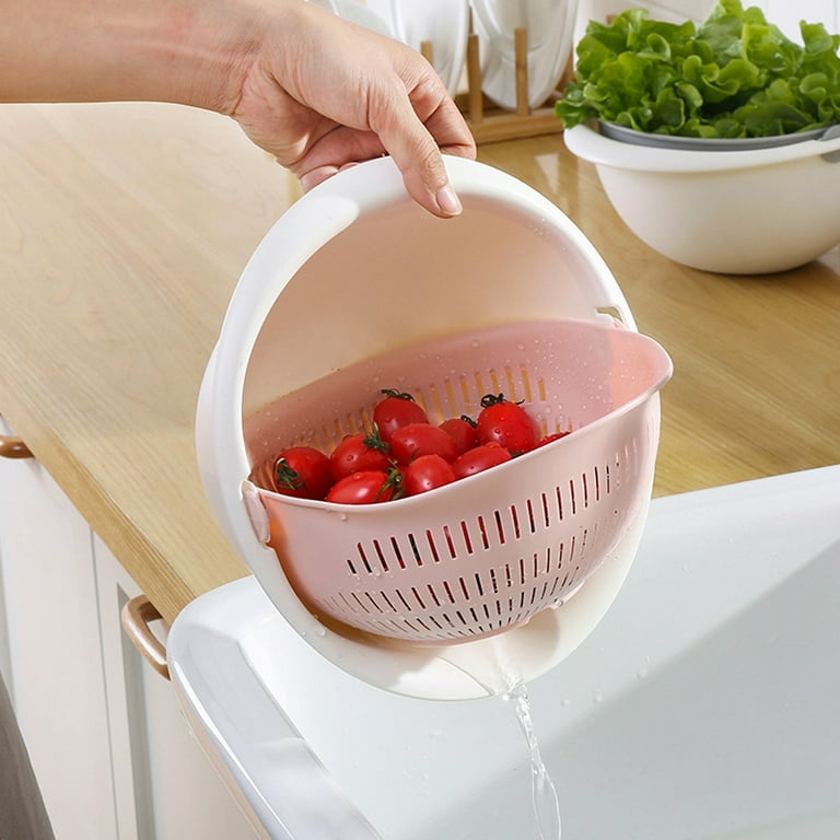 Wholesalestuff Double Drain Basket Bowl Rice Washing Vegetables