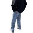 thumbnail image 5 of Aoochasliy Mens Jeans Valentine's Day Street Ink Jeans Men's Loose Straight Leg Personality Old Pants Love Straight Leg Pants, 5 of 9