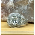 thumbnail image 2 of HeartsAndYou 4ct Cushion Moissanite Engagement Ring for Women Iced Dual Halo Cocktail 18k White Gold over Silver, 2 of 9