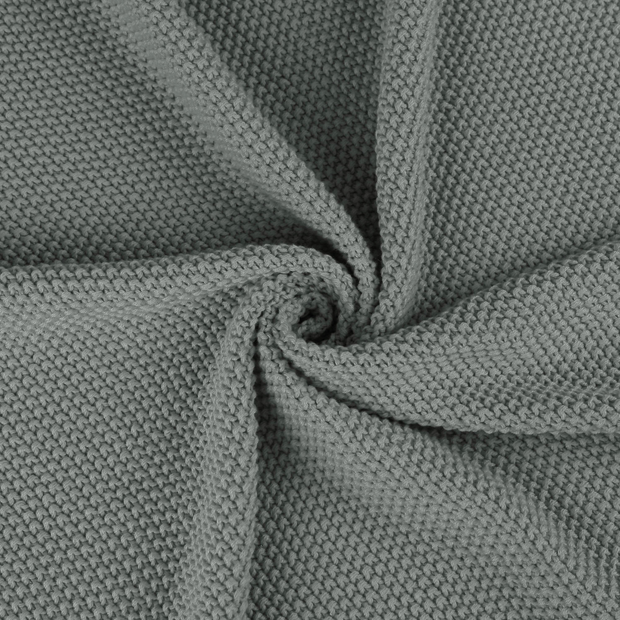 Unique Bargains Pure Cotton Soft Cable Knit Throw Blanket Gray 51" x 59"