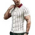 thumbnail image 5 of Maean Mens Striped Short Sleeve Top Sweaters Collared Fashion Dressy Knit Shirts for Work Business Blouses, 5 of 6