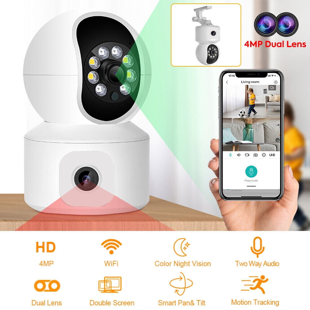 4MP Wireless IP Camera WIFI Indoor PTZ Dual Lens Baby Security Monitor IR Cam 2K