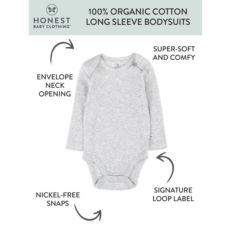 Honest Baby Clothing Organic Cotton Long Sleeve Bodysuits, 5-Pack photo 2
