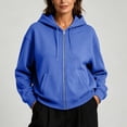 thumbnail image 5 of Zip Up Jackets for Women Fall Fashion Hoodie Sport Casual Long Sleeve Hooded Crop Sweatshirt Coat with Pocket (2XL, Blue), 5 of 7