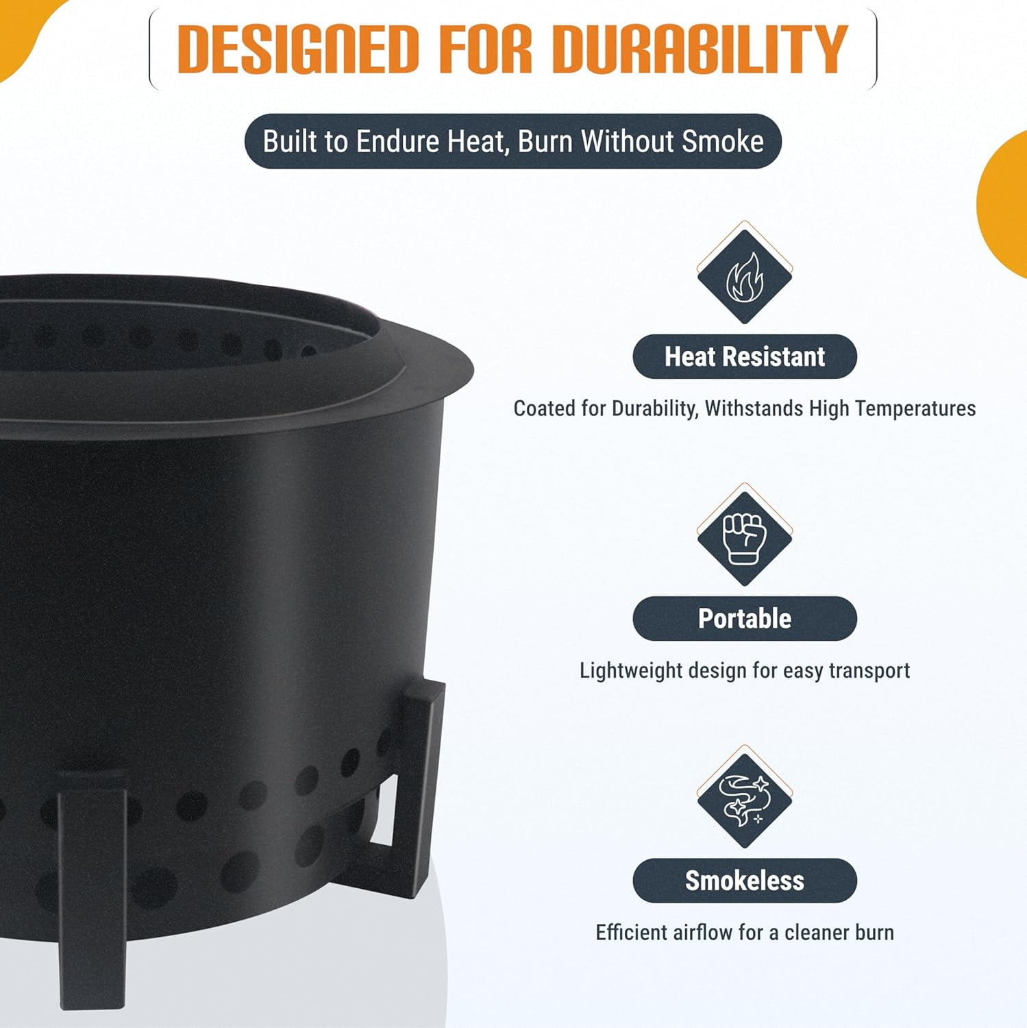 21.6" Smokeless Fire Pit,Heavy-Duty Outdoor FirePit Smokeless - Wood Burning Fire Pits w/Innovative Airflow,Smokeless Fire Pits for Outside Camping
