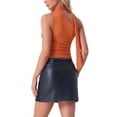 thumbnail image 3 of INSPIRE CHIC Women's One Shoulder Sleeveless Ruched Summer Y2K Crop Tank Top XS Orange, 3 of 6
