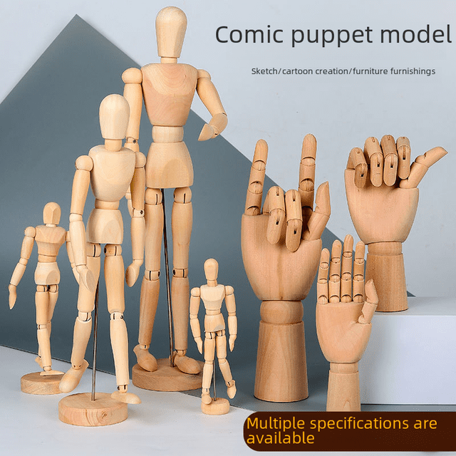 Mano articulada de madera flexible y móvil de 12 pulgadas, modelo de marioneta de imitación de dibujo humano para pintura artística