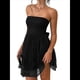 thumbnail image 2 of Vestido de Cóctel de Verano para Mujer: Minivestido de Tubo con Volantes Fruncidos Negro M, 2 of 10