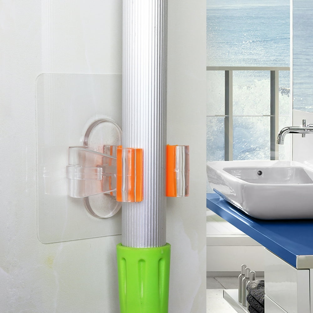 4 pack Mop Holder Mop Clip Broom Holder Wall Mount Self Adhesive