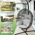 NICESOUL Indoor Rattan Hanging Swing Egg Chair with Stand, Light Gray
