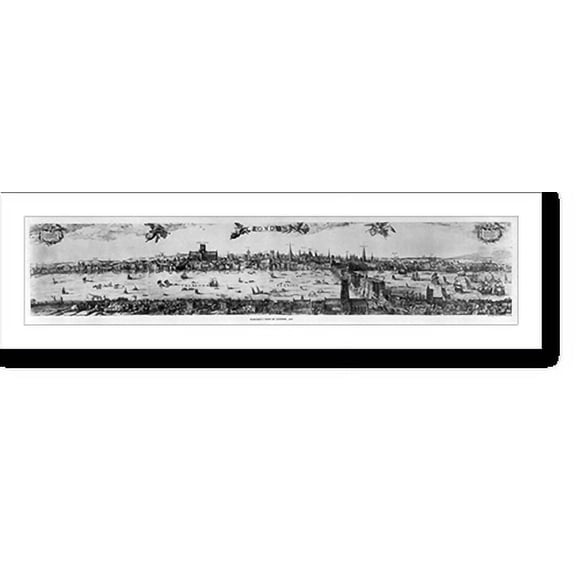 Historic Print, Visscher's view of London, 1616, 16" x 20"