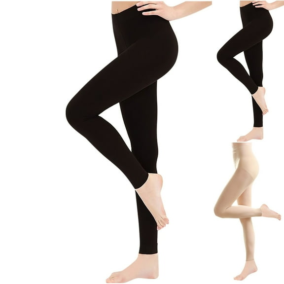 Sakmal Plus Size Fleece Lined Black Tights for Women Footless 120D Leggings Soft Womens Tight