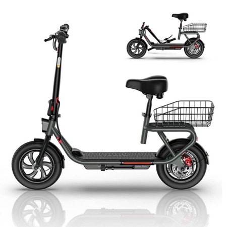 SISIGAD Electric Scooter with Seat for Adults, Peak 500W Motor, 12" Pneumatic Tires, 30 Miles Long Range & 15Mph Speed Foldable E-Scooter for Commuting with Double Braking System
