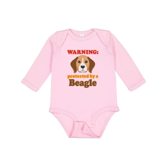 Inktastic Beagle Dog Protected by Boys or Girls Long Sleeve Baby Bodysuit