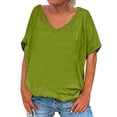 thumbnail image 3 of Timegard Womens Tops V Neck Short Sleeve Loose Blouse Summer Solid Color Casual Comfy Tops Basic Tee, 3 of 5
