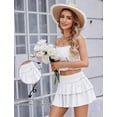 thumbnail image 2 of Carlikeit Women's Y2K Pleated Mini Skirt, Layered Ruffle Micro Skirt with Adjustable Drawstring Waist, Casual Short Skirt for Daily Wear and Festivals, 2 of 12