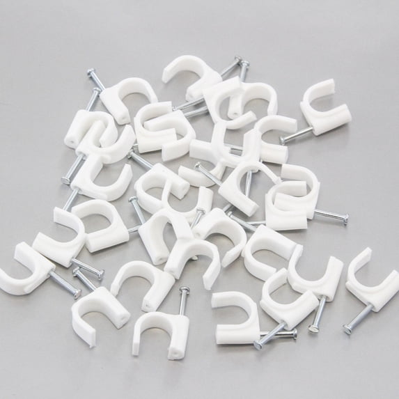 1000 Round 9/16 Inches (14 mm) Cable Wire Clips Cable Management Cord Tie Holder Coaxial Nail in Clamps Tacks