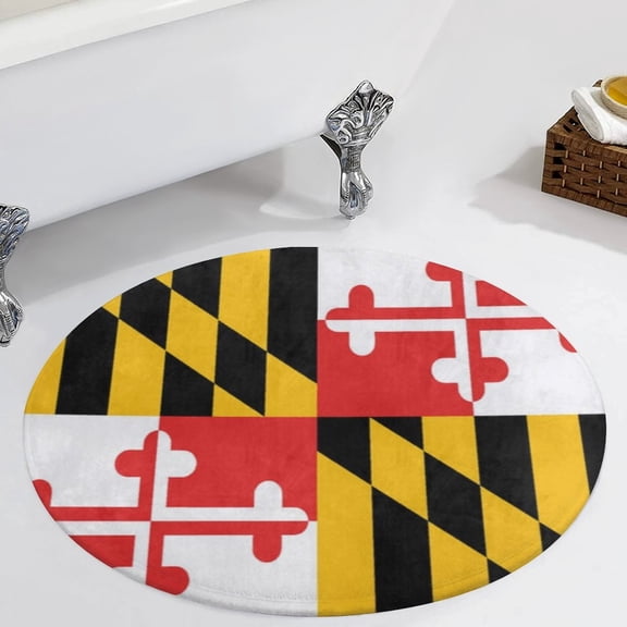Maryland Flag Round Carpet Circle Rug Outdoor Patio Area Rug Washable Large Area Rugs Hallway Room Decor Fitness Mats