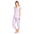 thumbnail image 3 of Casual Nights Women's Short Sleeve Smocked Floral Capri Pajama Set, 3 of 5