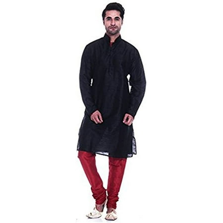 

Royal Kurta Men s Dupion Silk Contrast Piping Kurta Churidar